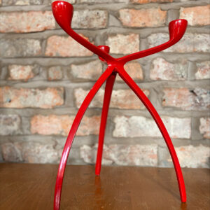 Alternative view of Mid Century Space Age Danish Bijenkorf Red Tripod Candlestick