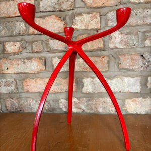 Mid Century Space Age Danish Bijenkorf Red Tripod Candlestick