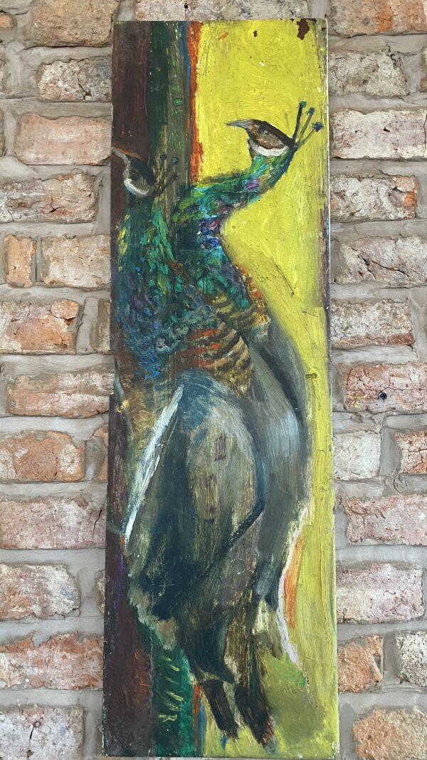 Sven Berlin Painting Titled 'Peacocks' Oil On Board