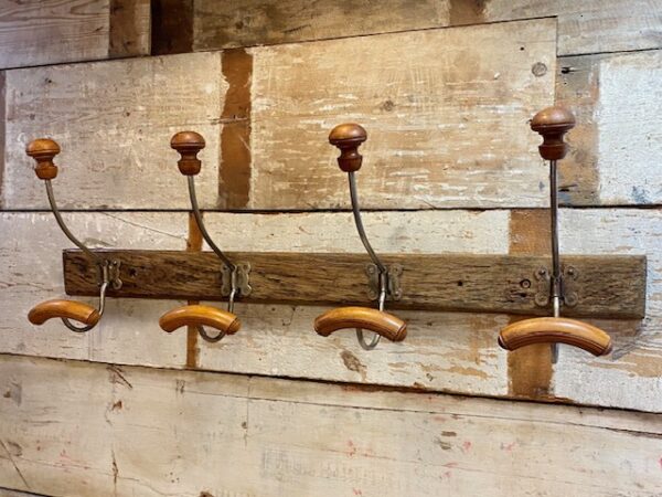 Early 20th Century French Coat Rack With Four Bamboo Style Hooks