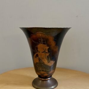 Alternative view of Early 20th Century French Metal Vase With Ship Motif