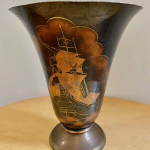 Early 20th Century French Metal Vase With Ship Motif