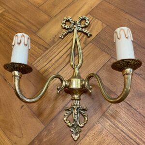 Alternative view of Vintage Brass Double Sconce Wall Light