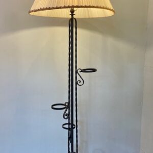 Edwardian Wrought Iron Standard Lamp With Plant Holders