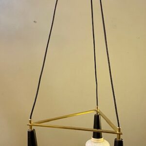 Alternative view of Mid Century French Brass Triangular Pendant Light