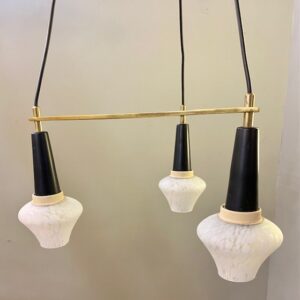 Mid Century French Brass Triangular Pendant Light