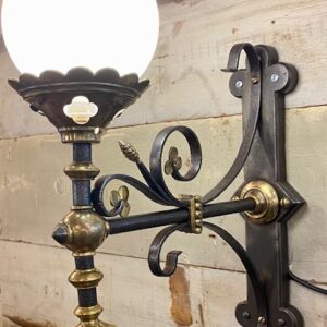 French Wrought Iron And Brass Single Light