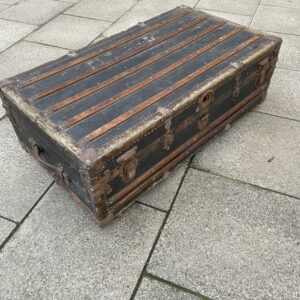 19th Century Wood & Canvas Steamer Trunk