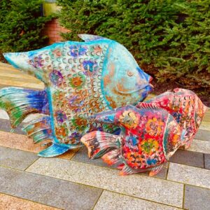 Alternative view of Contemporary Hanging Metal Angelfish With Internal Candle Holder