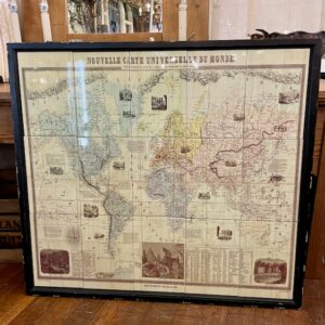 Vintage World Map Ceramic Tile Framed