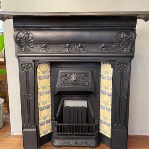 Art Nouveau Design Cast Iron Combination Fireplace