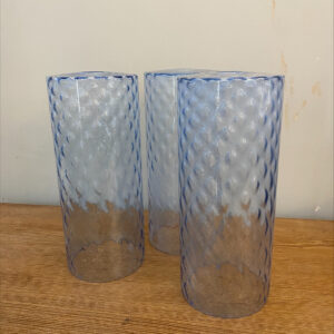 Vintage Dimpled Glass Tall Blue Shade