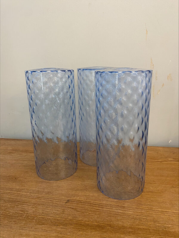 Vintage Dimpled Glass Tall Blue Shade