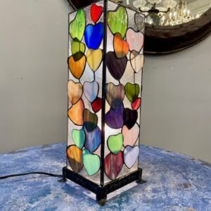Alternative view of Mid Century Leaded Glass Heart Design Table Lamp