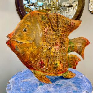 Contemporary Hanging Metal Angelfish With Internal Candle Holder