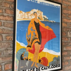 Vintage Style Framed Poster ‘La Plage De Calvi’ Larger