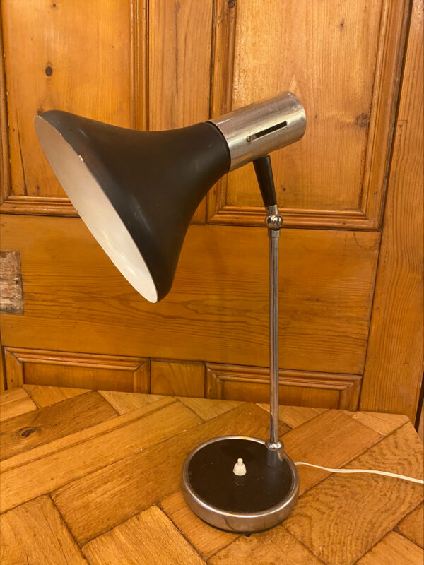 Mid Century Adjustable Chrome and Metal Desk Lamp