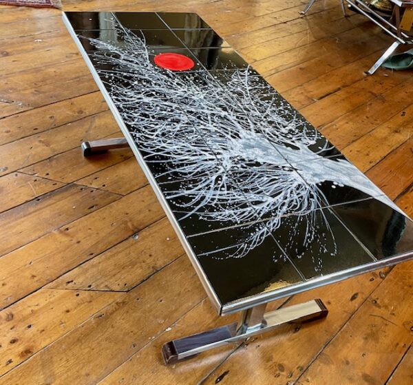 Mid Century French Chrome & Tile Coffee Table