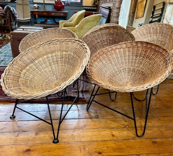 Mid Century Rattan Basket Chairs
