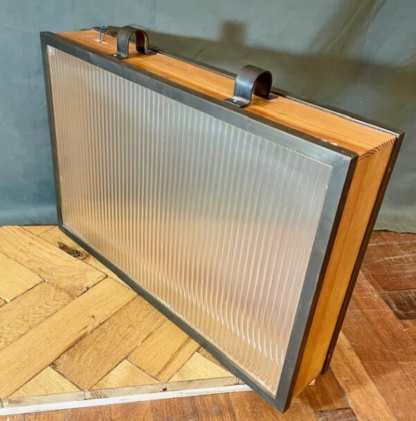 Contemporary Wooden Light Box With Brass Frame & Reeded Glass