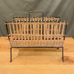 French Mid Century Rattan Magazine Rack