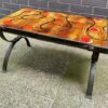 Mid Century French Chrome & Tile Coffee Table With Fleur De Lis Design