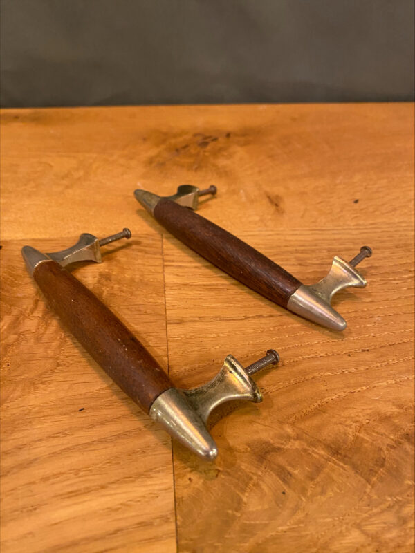 Mid Century Wood & Metal Tipped Handles Small