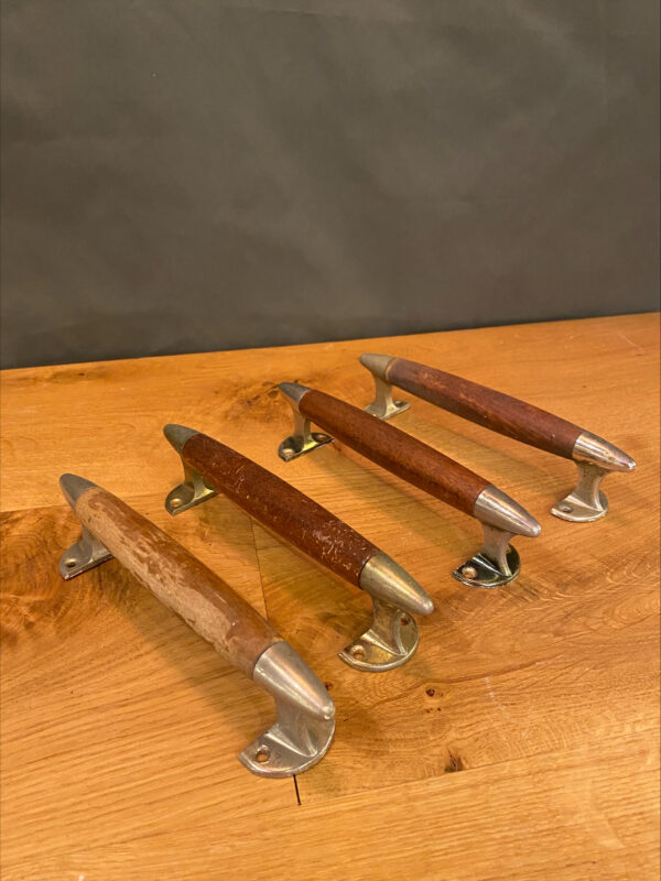 Mid Century Wood & Metal Tipped Handles