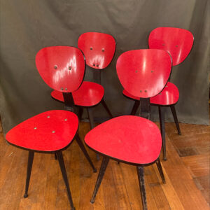 Mid Century Formica Chairs In Red