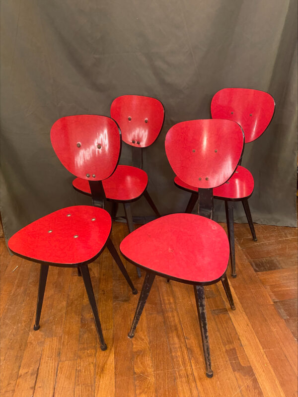 Mid Century Formica Chairs In Red
