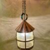 Arts & Crafts Copper & Amber Glass Lantern