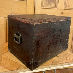 Small Vintage Pine Chest With Iron Handles
