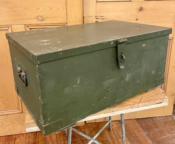 Vintage Green Painted Pine Box With Handles