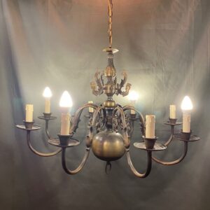 Mid Century Belgian 8 Arm Pendant With Dolphin Motif