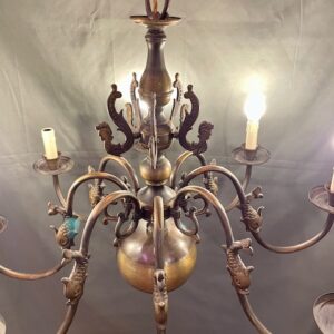 Alternative view of Mid Century Belgian 8 Arm Pendant With Dolphin Motif