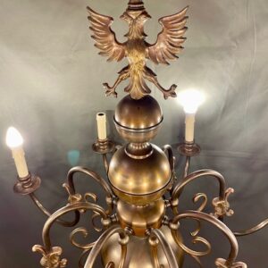Alternative view of Mid Century Belgian 8 Arm Pendant With Double Headed Eagle Motif