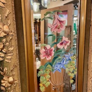 Alternative view of Victorian Etched Mirror With Painted Floral Design & Gilded Floral Frame