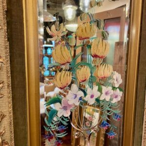 Alternative view of Victorian Etched Mirror With Painted Floral Design & Gilded Floral Frame
