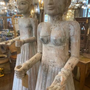 Alternative view of 19th Century Carved Wood Indian Statue 'Lady'