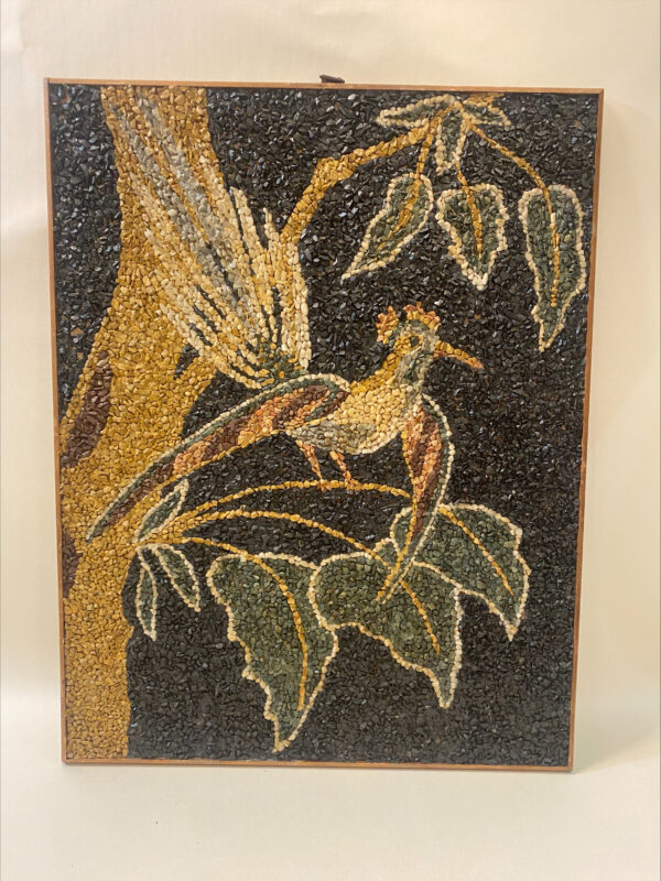 Stone Mosaic Style Artwork Depicting Exotic Bird