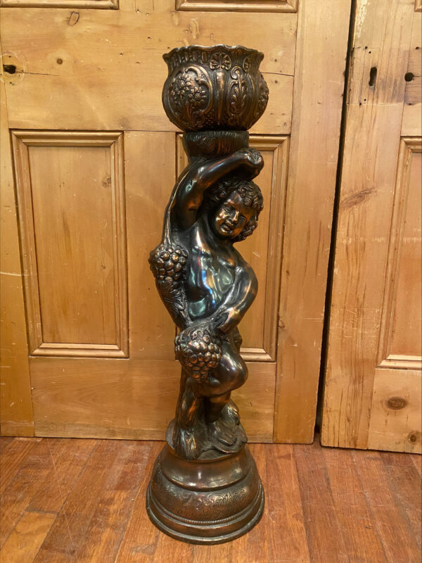 Rococo Style Copper Jardiniere With Cherub