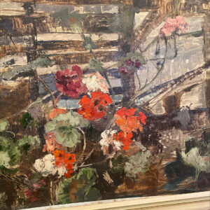 Alternative view of Mid Century Oil Painting 'Geraniums' By Pauline May Gibbs