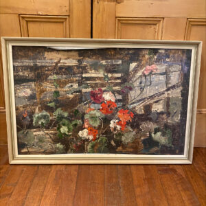 Mid Century Oil Painting 'Geraniums' By Pauline May Gibbs