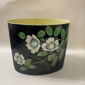 Mid Century Enamel Bin With Floral Motif