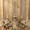 Early 20th Century Flemish Silver & Porcelain Six Arm Chandelier