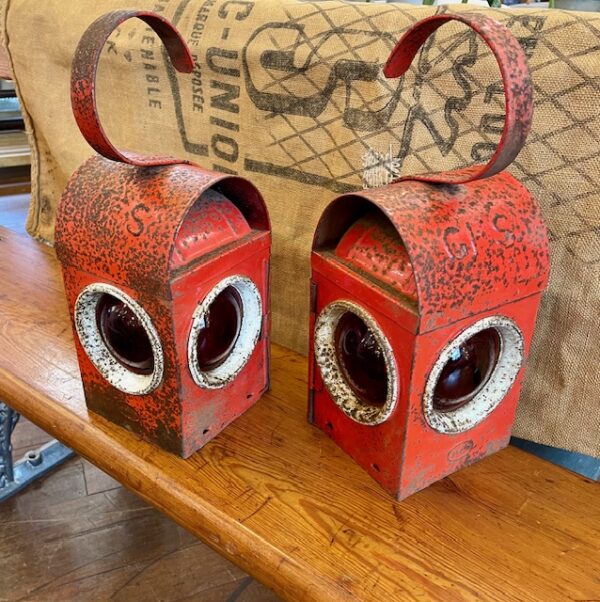 Mid Century Railway Works Lantern With Oil Lamp