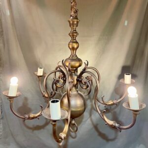 Early 20th Century Large Flemish Six Arm Chandelier