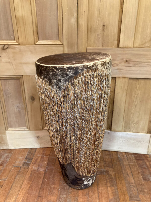 Vintage African Tribal Drum With Cowhide