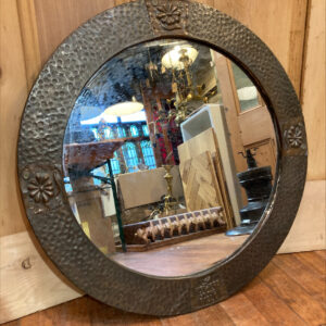 Early 20th Century Hammered Copper Round Mirror