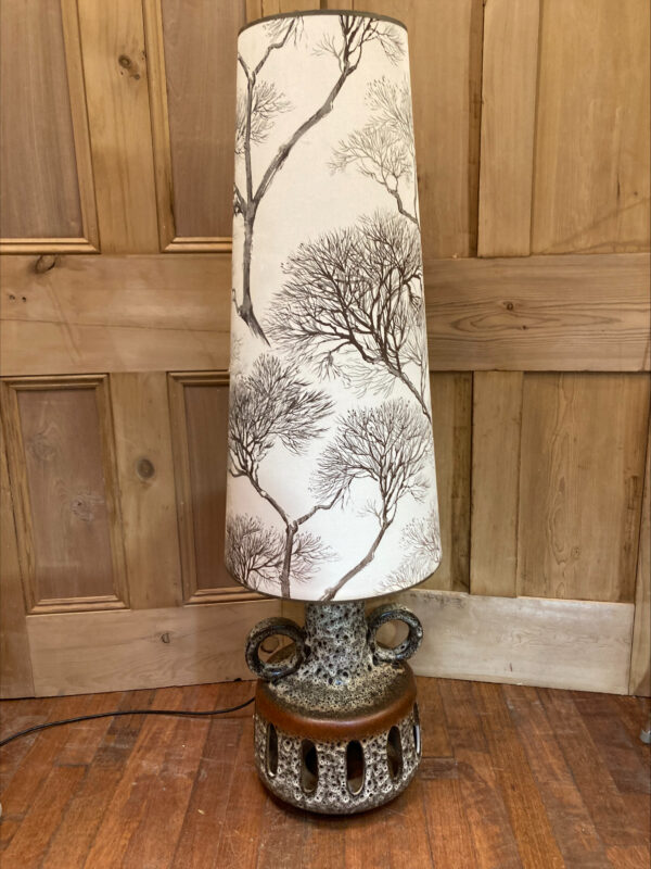 Retro West German Lamp With Lava Glaze & Tall Shade